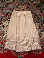 SELENNA JUNIOR Beige Linen Blend Embroidered Hem Skirt  - 24