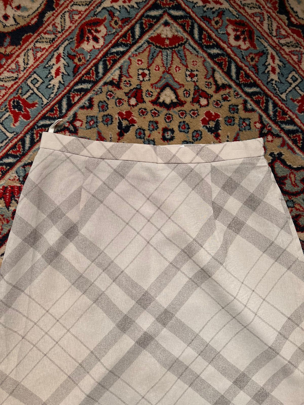 Vintage ANVOCHEPI FASHION Gray Plaid Check Skirt - 26