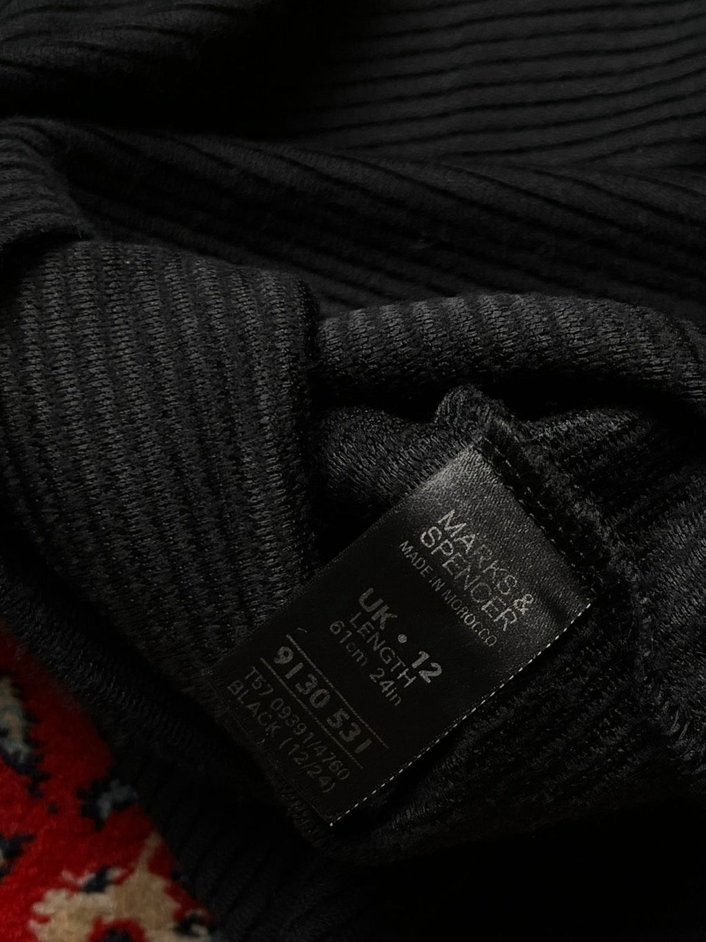 Marks & Spencer Black Textured Ottoman Ribbed Knit Skirt - 30