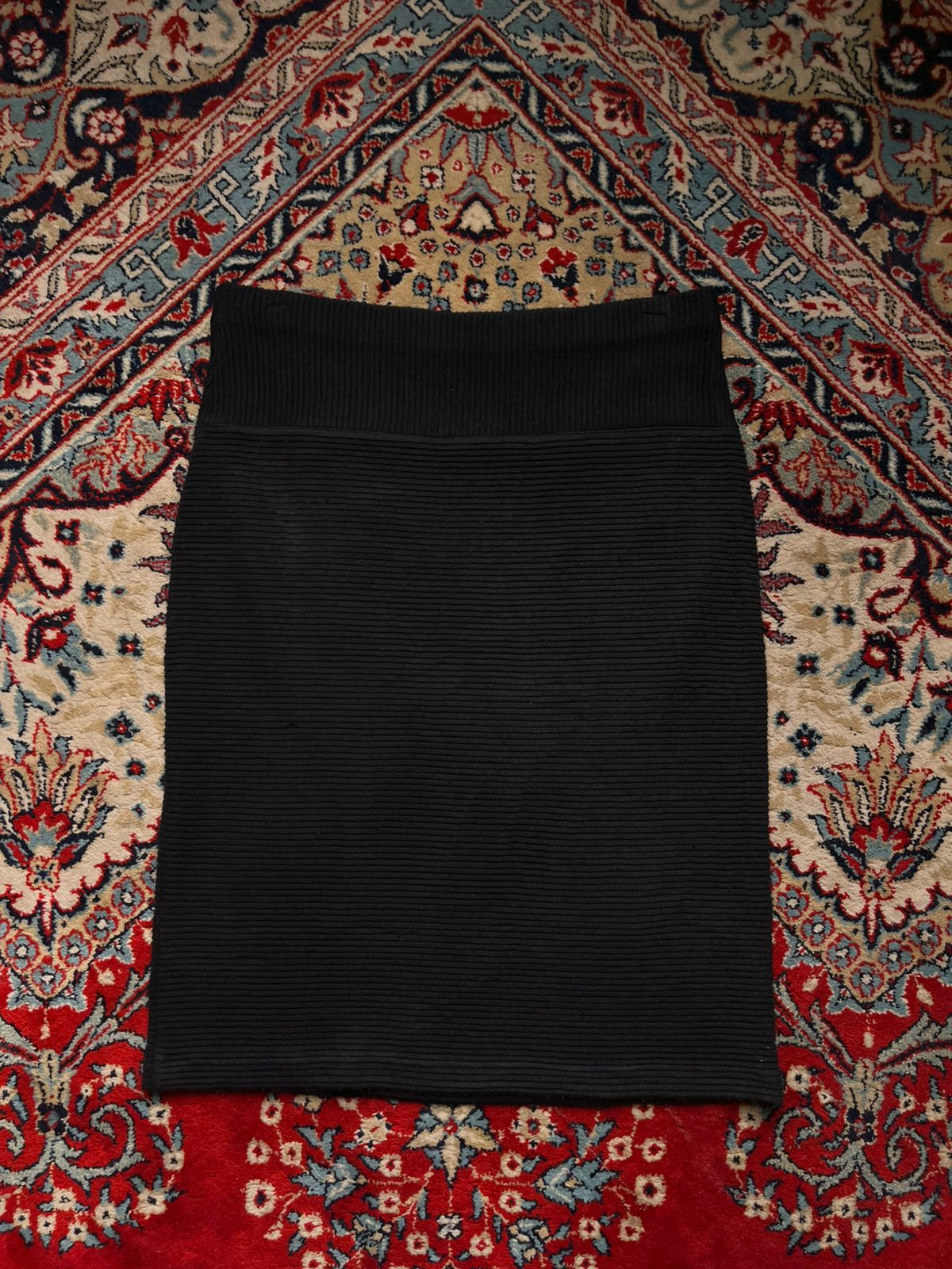 Marks & Spencer Black Textured Ottoman Ribbed Knit Skirt - 30