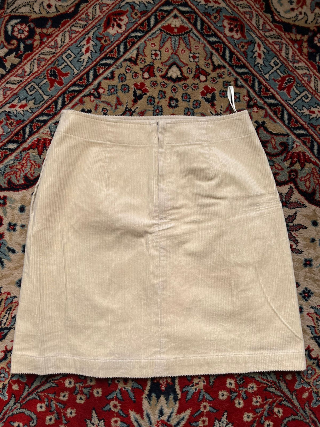 Uniqlo Off-White Cotton Corduroy Front Slit Mini Skirt - 26