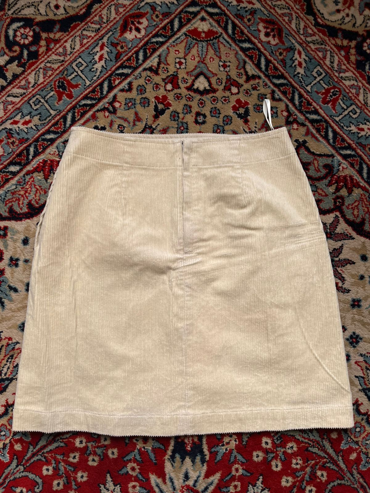 Uniqlo Off-White Cotton Corduroy Front Slit Mini Skirt - 26