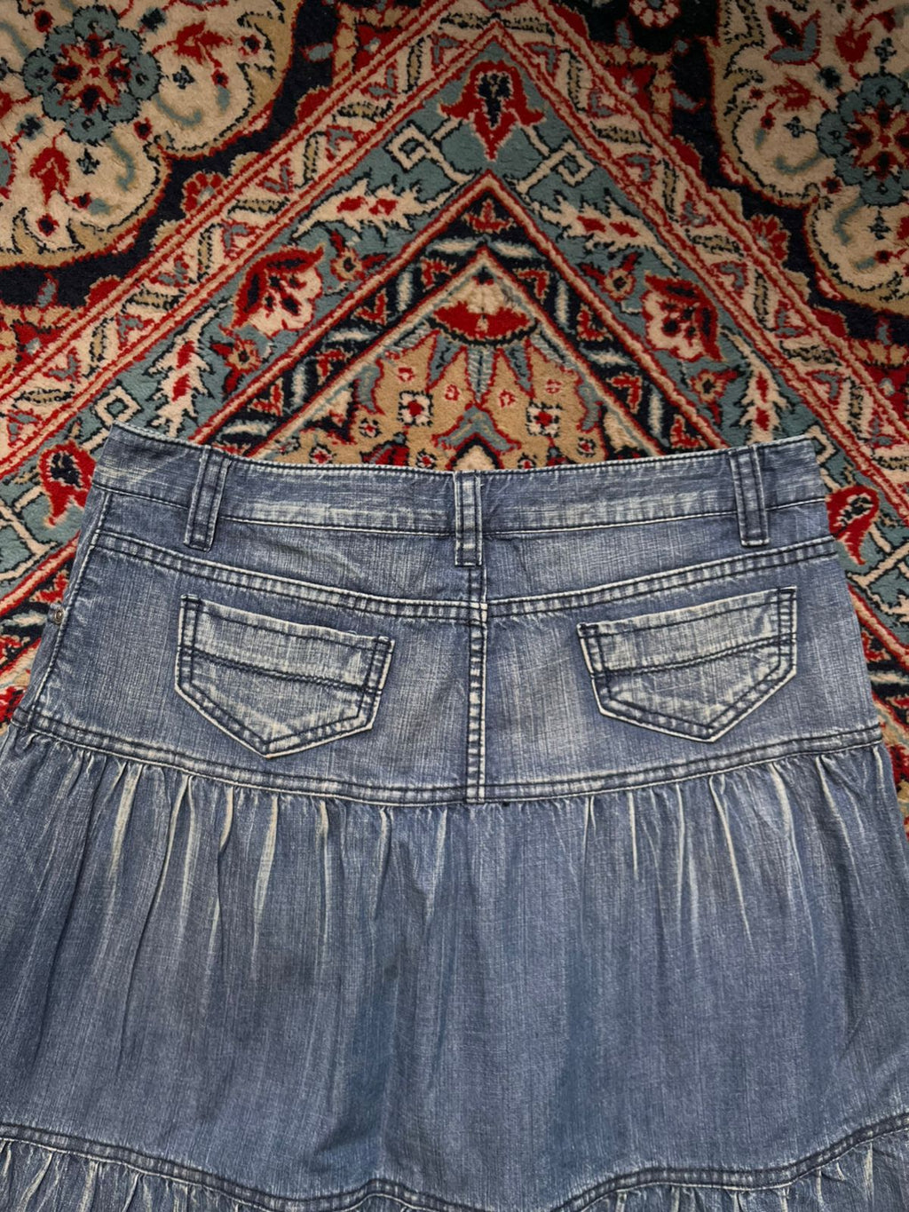 Vintage Jean Mani Tiered Medium WashED Skirt - 30