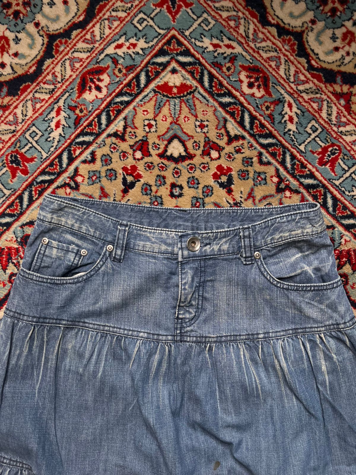 Vintage Jean Mani Tiered Medium WashED Skirt - 30