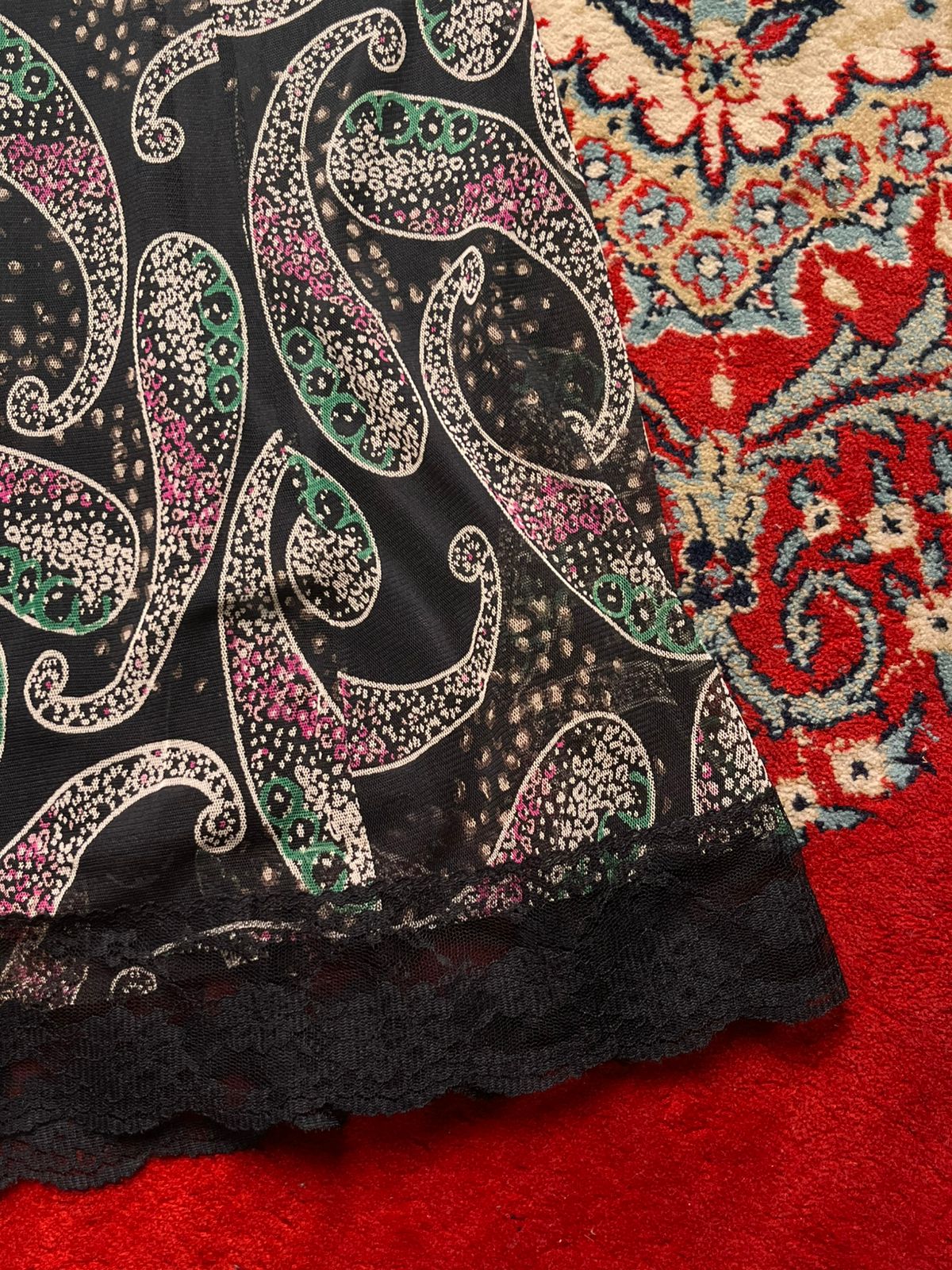 Vintage Japanese Paisley Mesh Maxi Skirt - 28