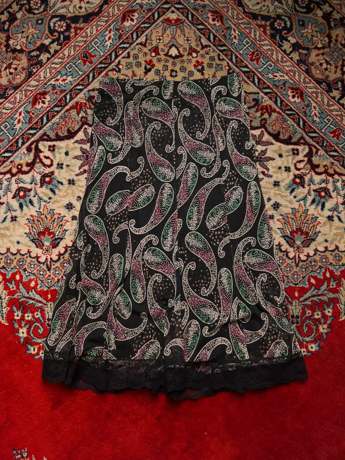 Vintage Japanese Paisley Mesh Maxi Skirt - 28