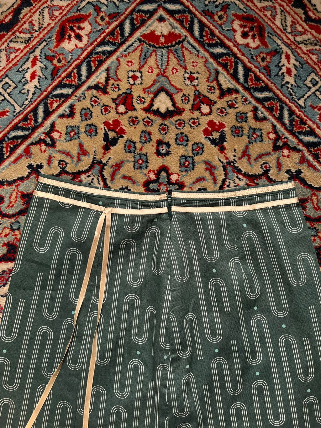 MARBLE Ink Vintage Japanese Abstract Geometric Midi Skirt - 24
