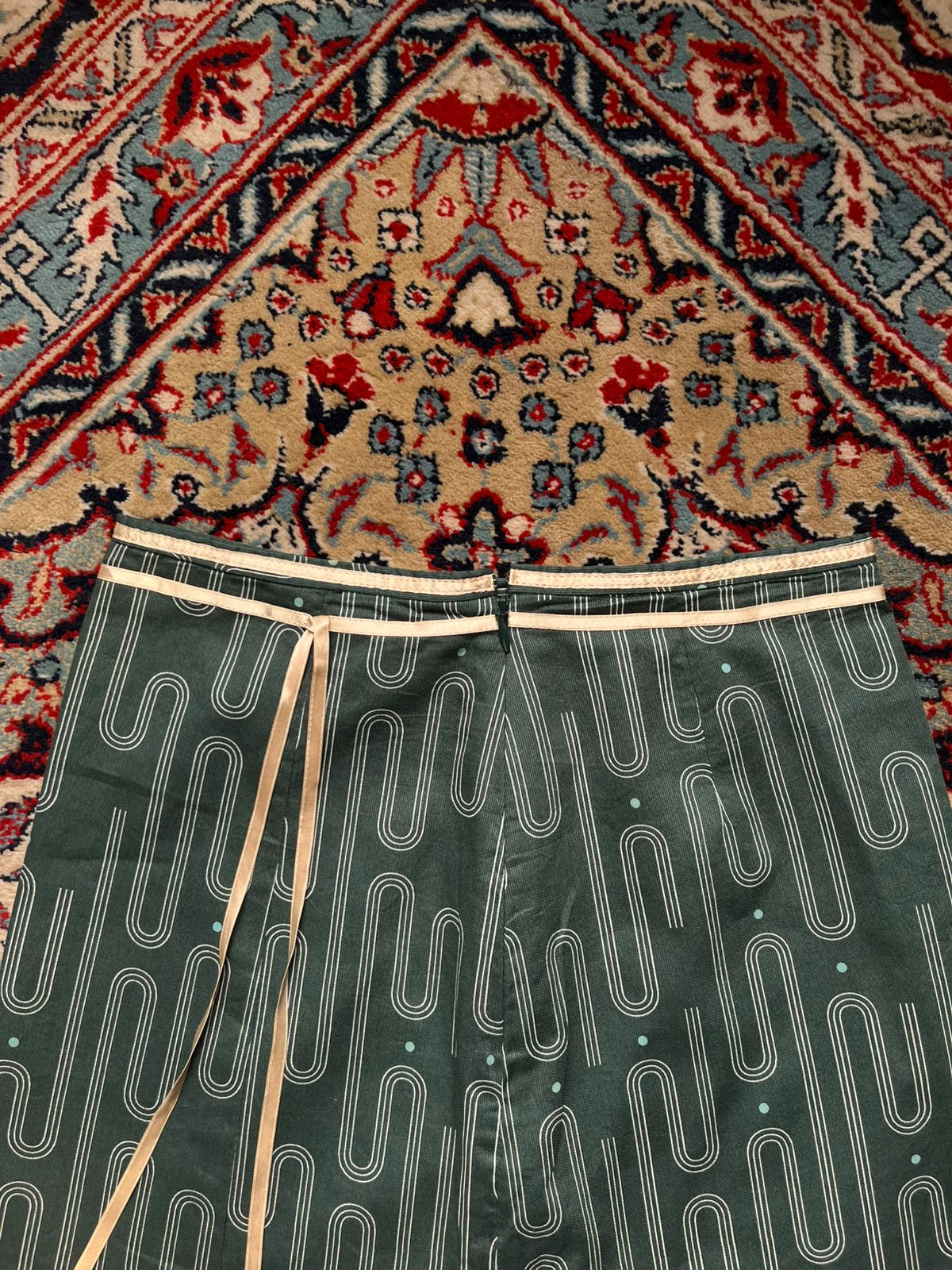 MARBLE Ink Vintage Japanese Abstract Geometric Midi Skirt - 24
