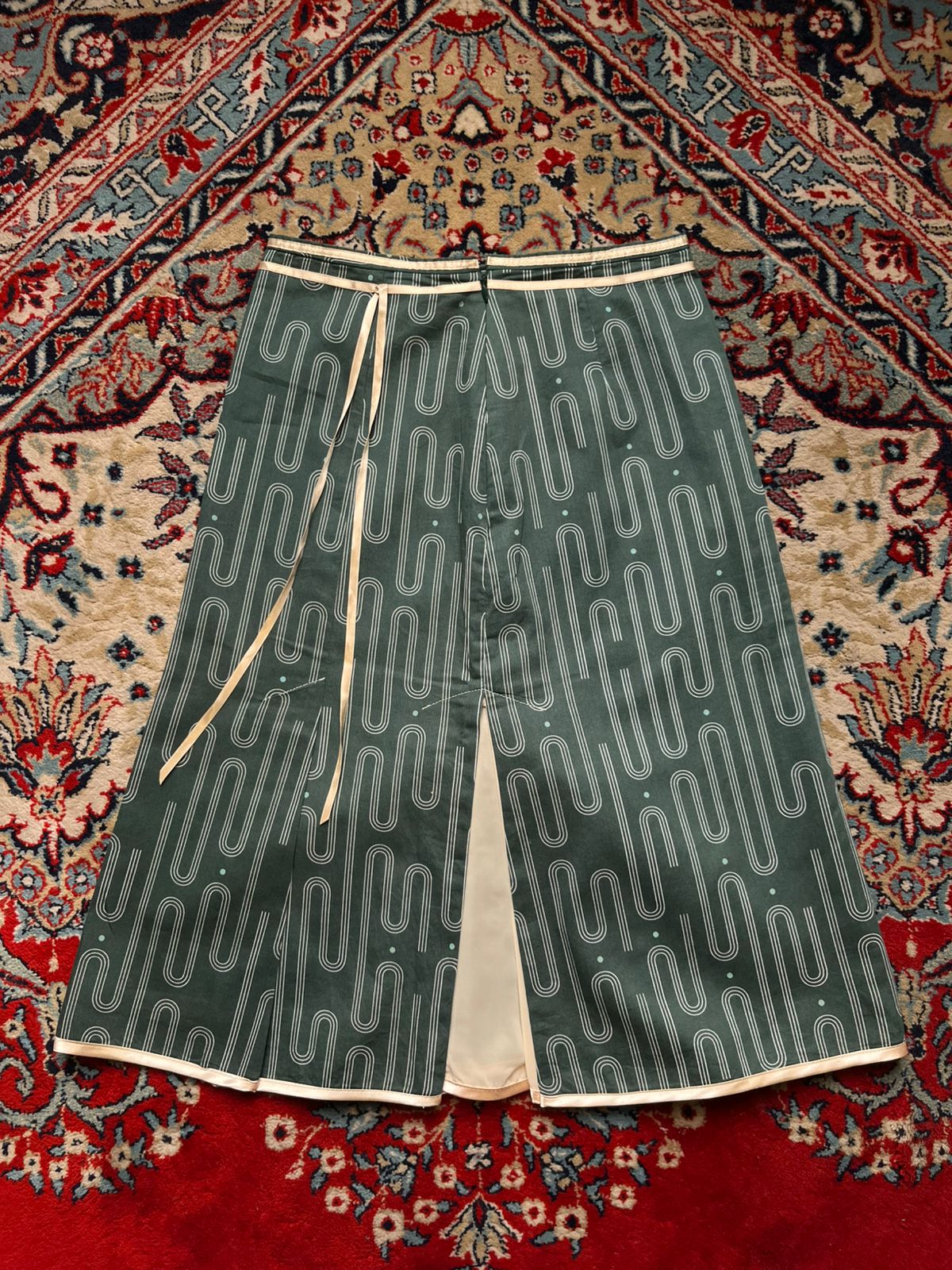 MARBLE Ink Vintage Japanese Abstract Geometric Midi Skirt - 24