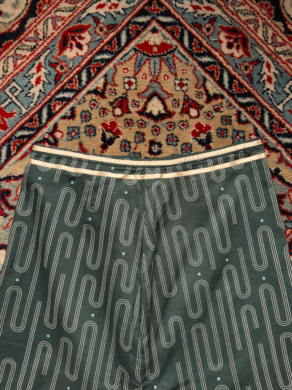 MARBLE Ink Vintage Japanese Abstract Geometric Midi Skirt - 24