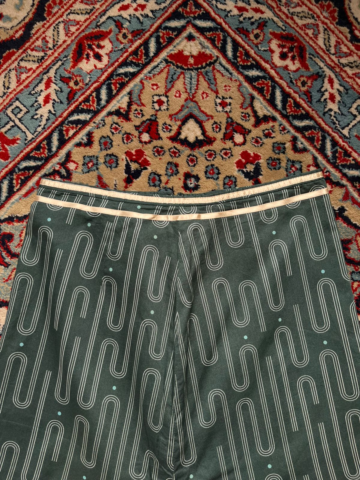 MARBLE Ink Vintage Japanese Abstract Geometric Midi Skirt - 24