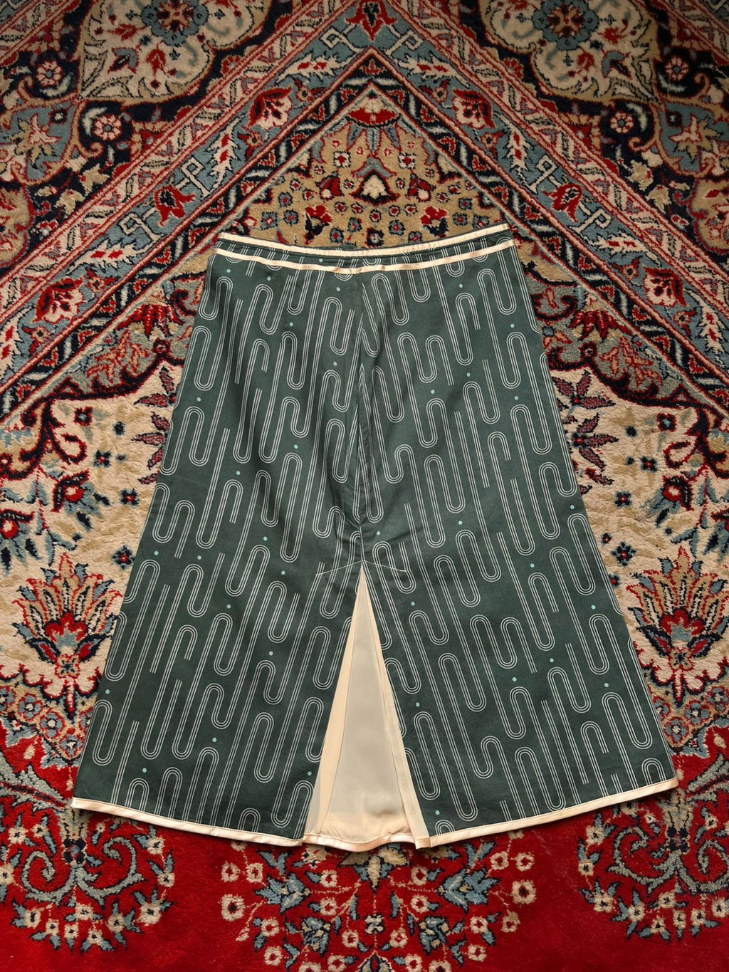 MARBLE Ink Vintage Japanese Abstract Geometric Midi Skirt - 24