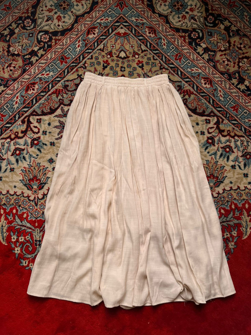 Vintage IKKA Cream Pleated Rayon Blend Maxi Skirt - 24