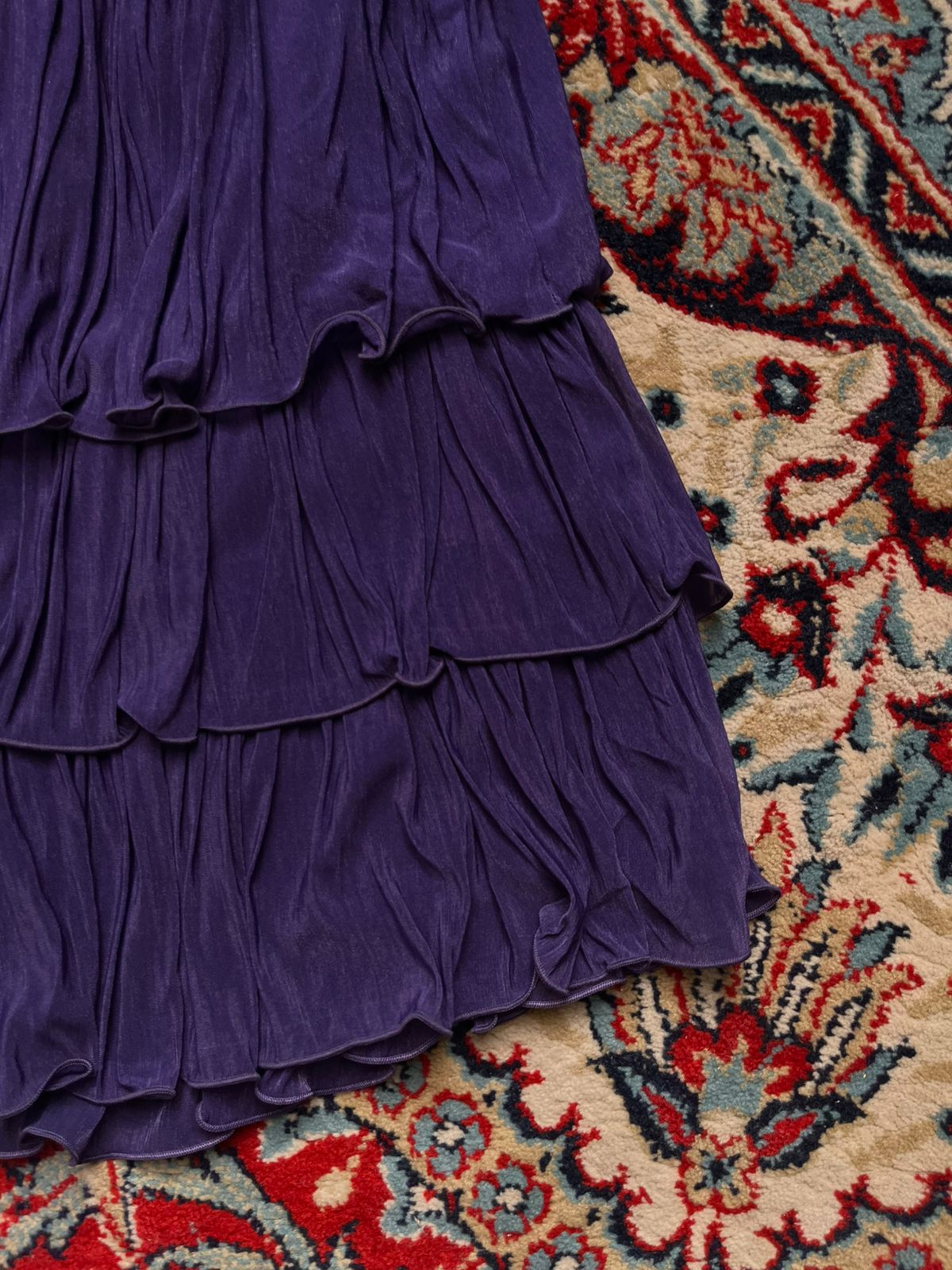Vintage Purple Tiered Ruffle Mini Skirt - 24