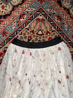 Le Ciel White Floral Embroidered Tulle Mesh Maxi Skirt - 24