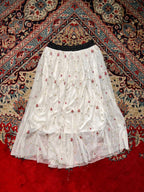 Le Ciel White Floral Embroidered Tulle Mesh Maxi Skirt - 24