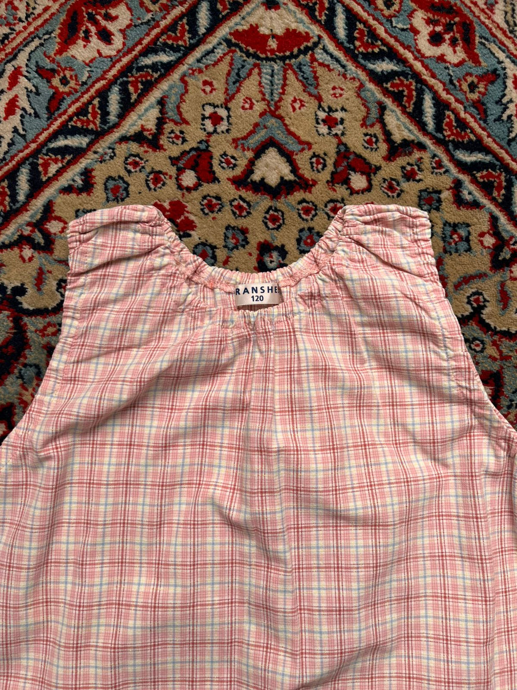 Branshes Girls Pink Plaid Sleeveless Shirt - S