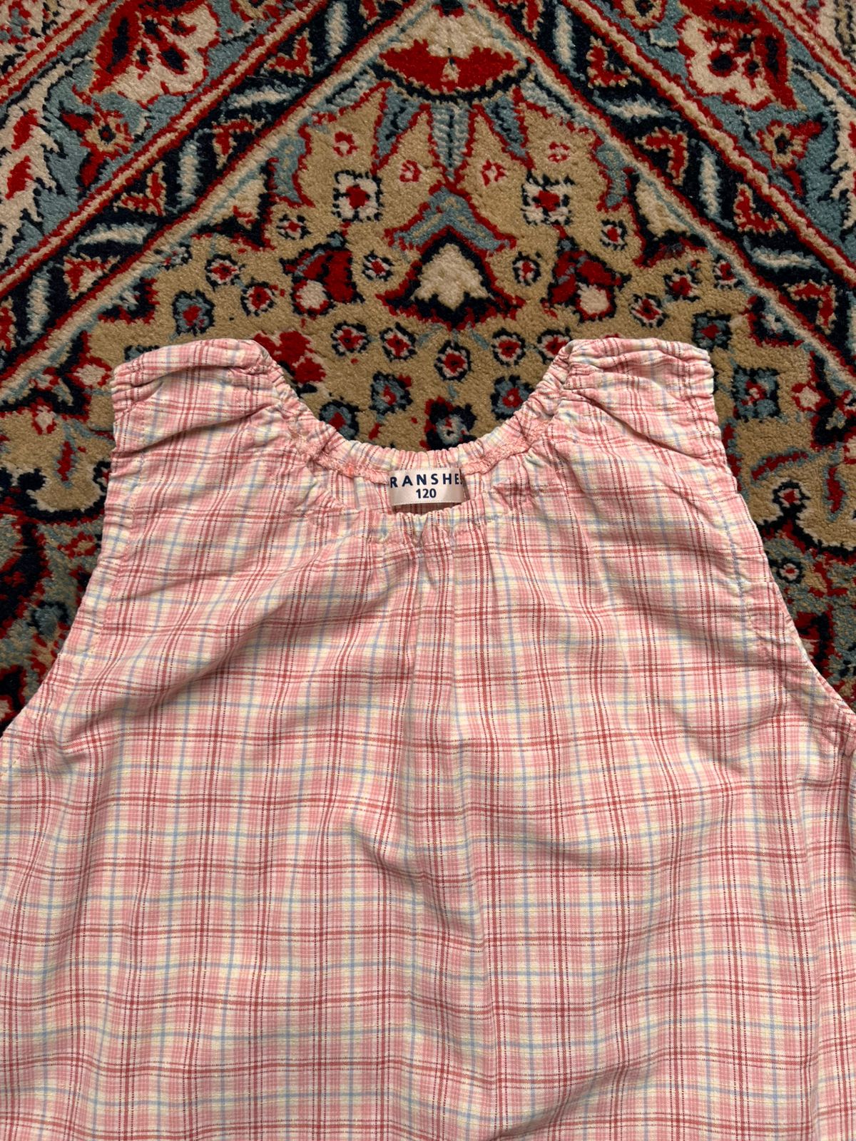 Branshes Girls Pink Plaid Sleeveless Shirt - S