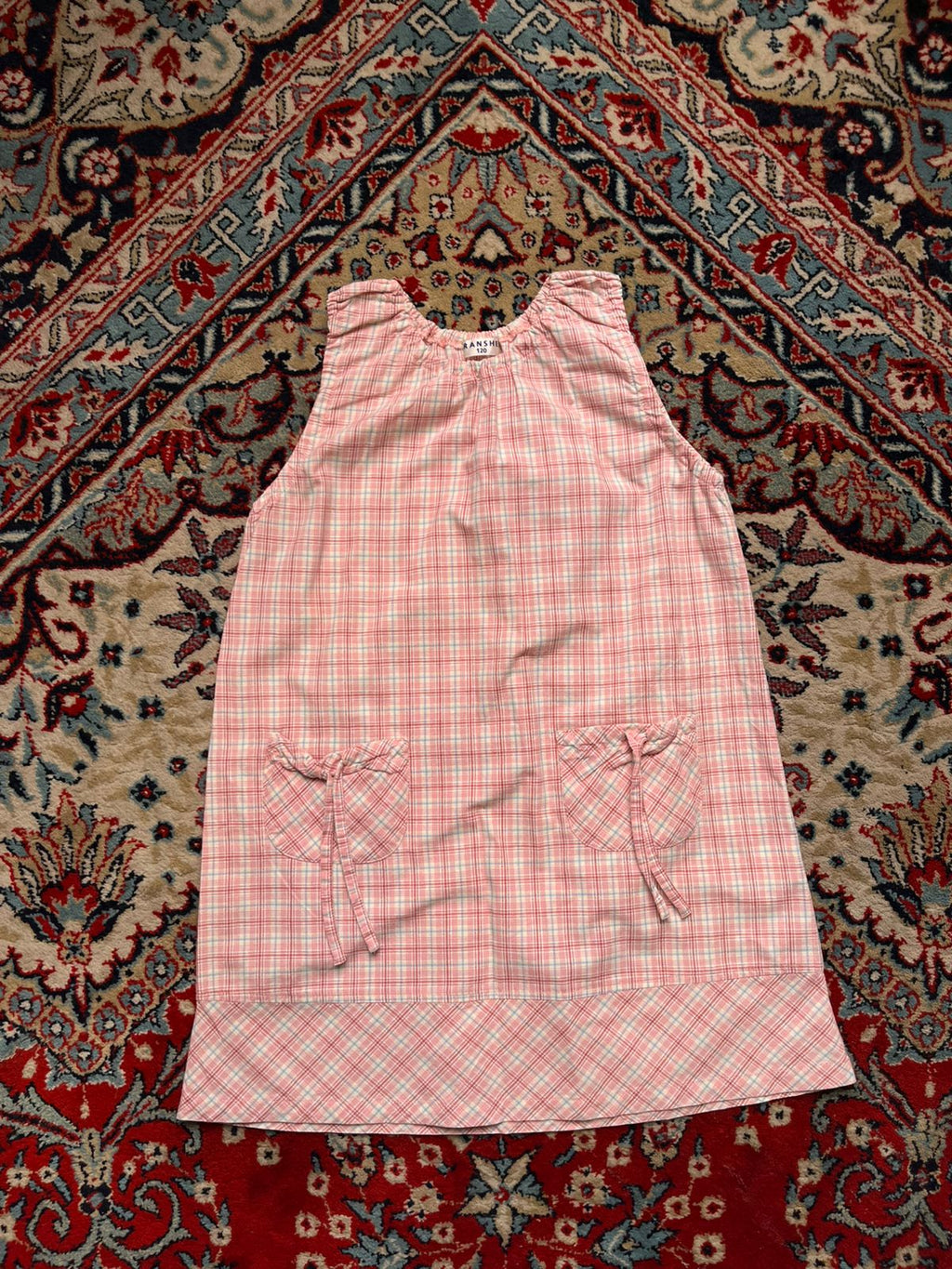 Branshes Girls Pink Plaid Sleeveless Shirt - S