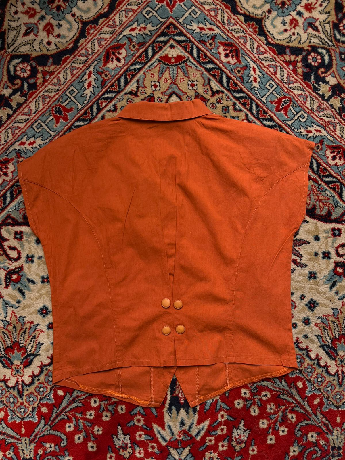 SIX-GAM Rust Orange Cotton Button Up Shirt - L