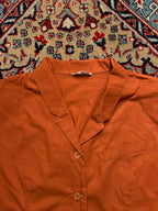 SIX-GAM Rust Orange Cotton Button Up Shirt - L