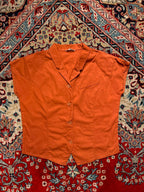 SIX-GAM Rust Orange Cotton Button Up Shirt - L
