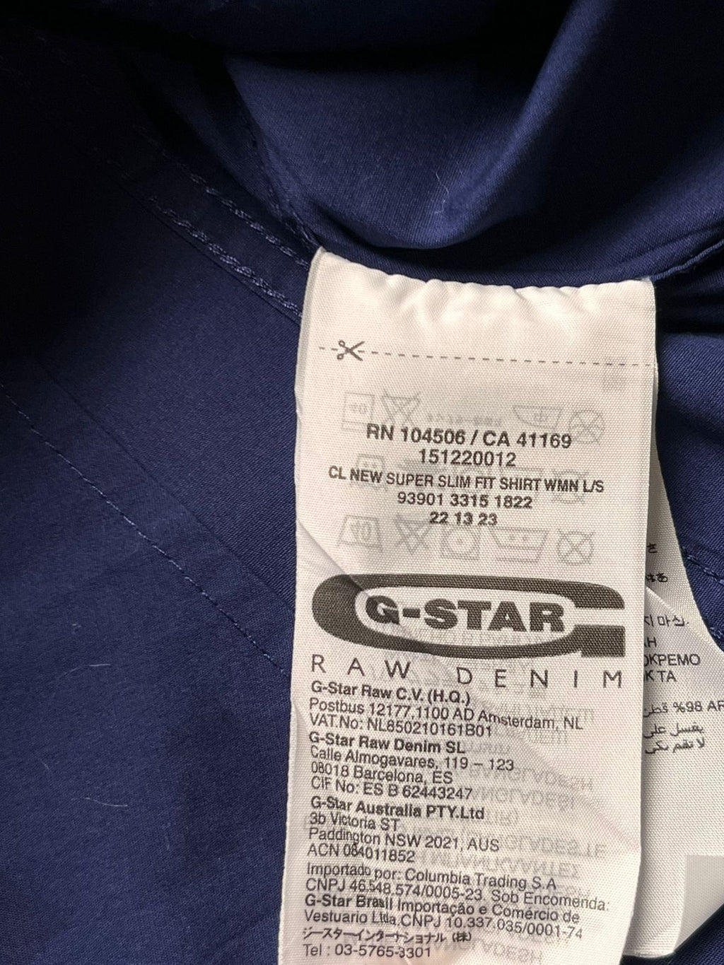 G-STAR RAW CORRECTLINE Navy Blue Super Slim Fit Button Up Shirt - M