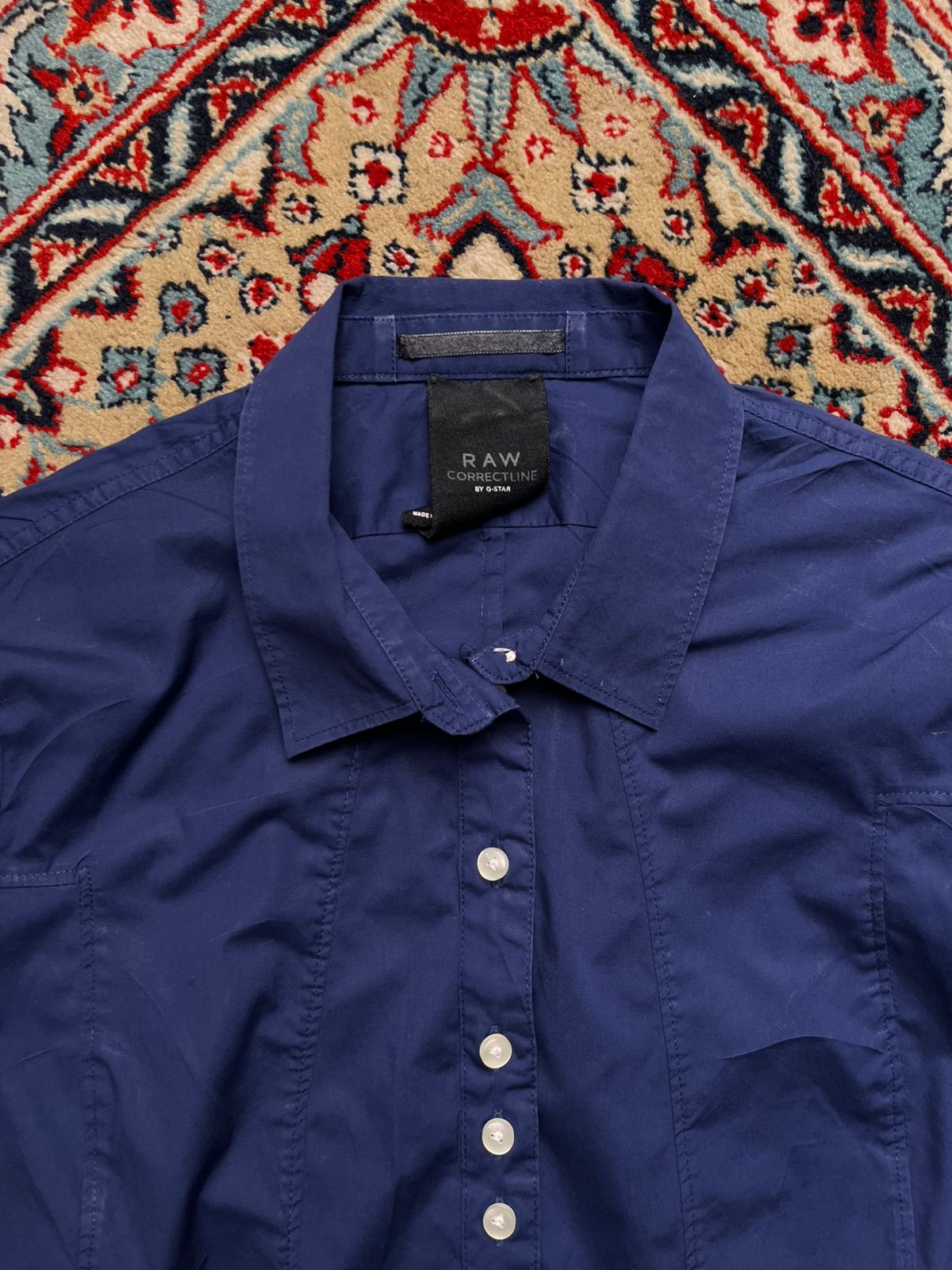 G-STAR RAW CORRECTLINE Navy Blue Super Slim Fit Button Up Shirt - M