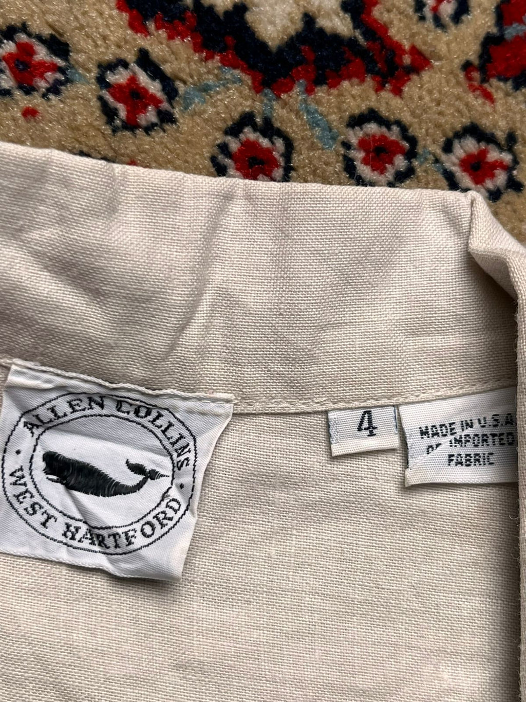 Allen Collins West Hartford Beige Linen Button Up Top  - XL