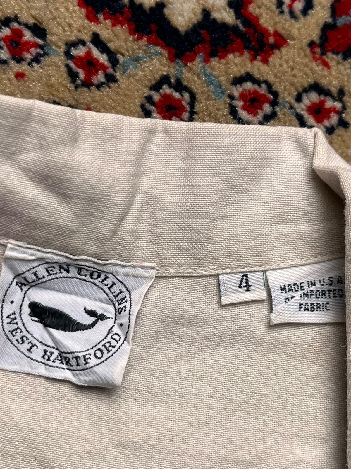Allen Collins West Hartford Beige Linen Button Up Top  - XL