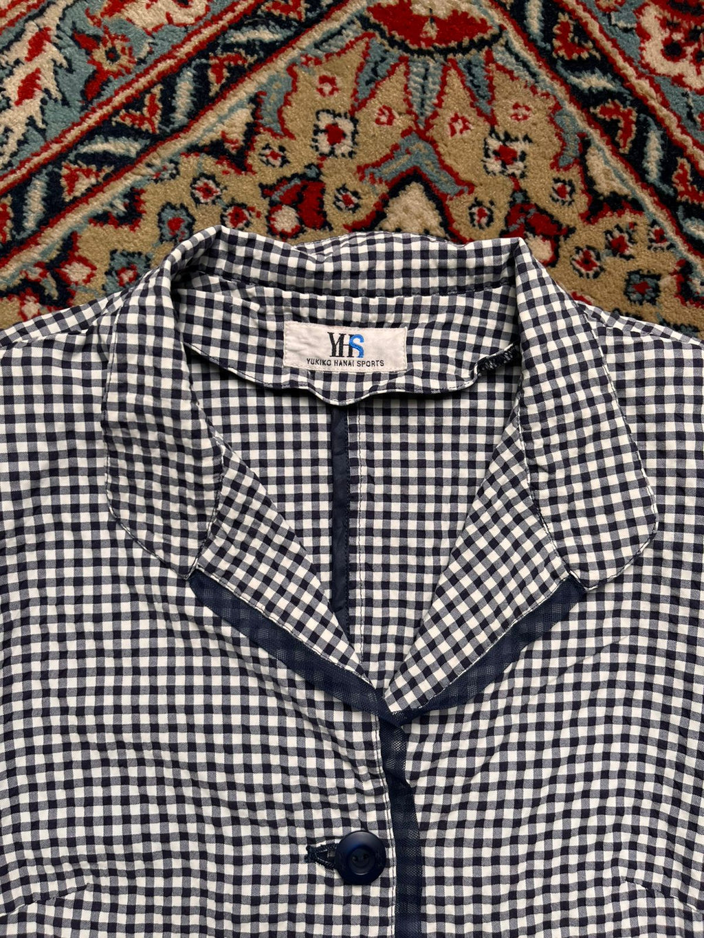 Yukiko Hanai Gingham Seersucker Button Up Shirt - L