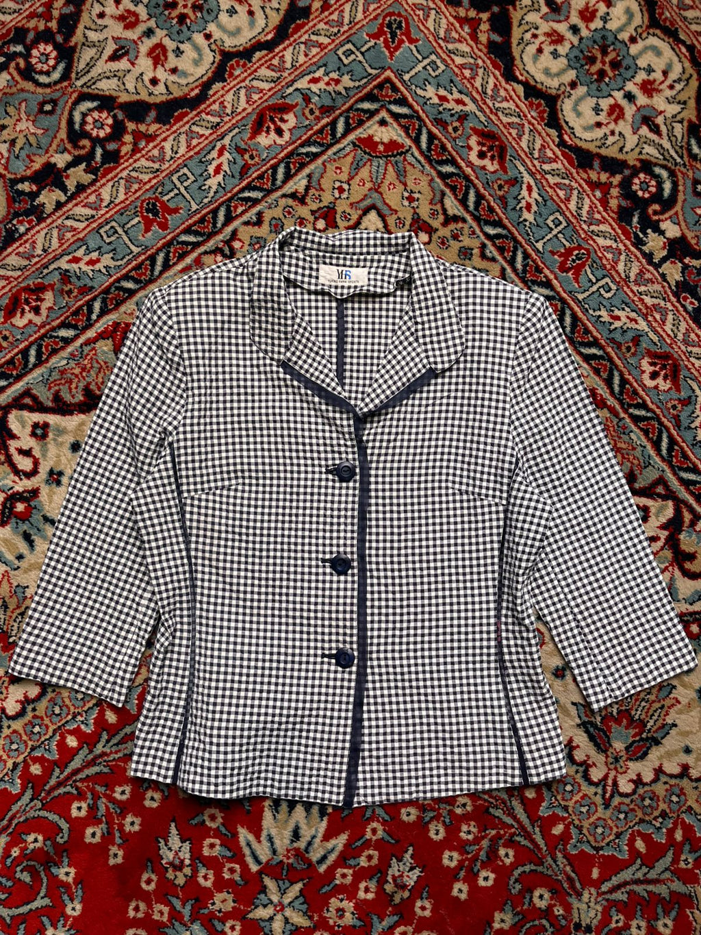 Yukiko Hanai Gingham Seersucker Button Up Shirt - L