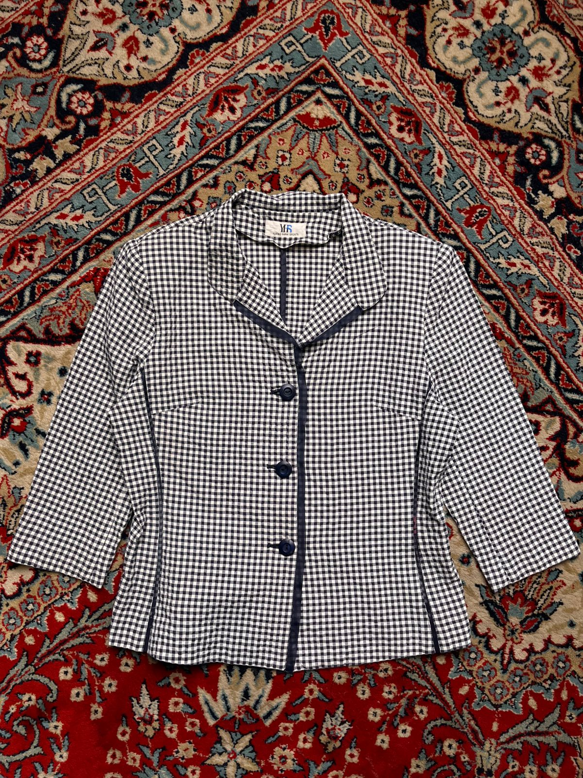 Yukiko Hanai Gingham Seersucker Button Up Shirt - L