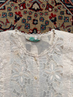 Vintage Maricita Embroidered Cut Out Lace Floral Blouse - L