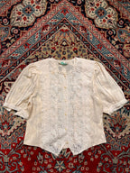 Vintage Maricita Embroidered Cut Out Lace Floral Blouse - L