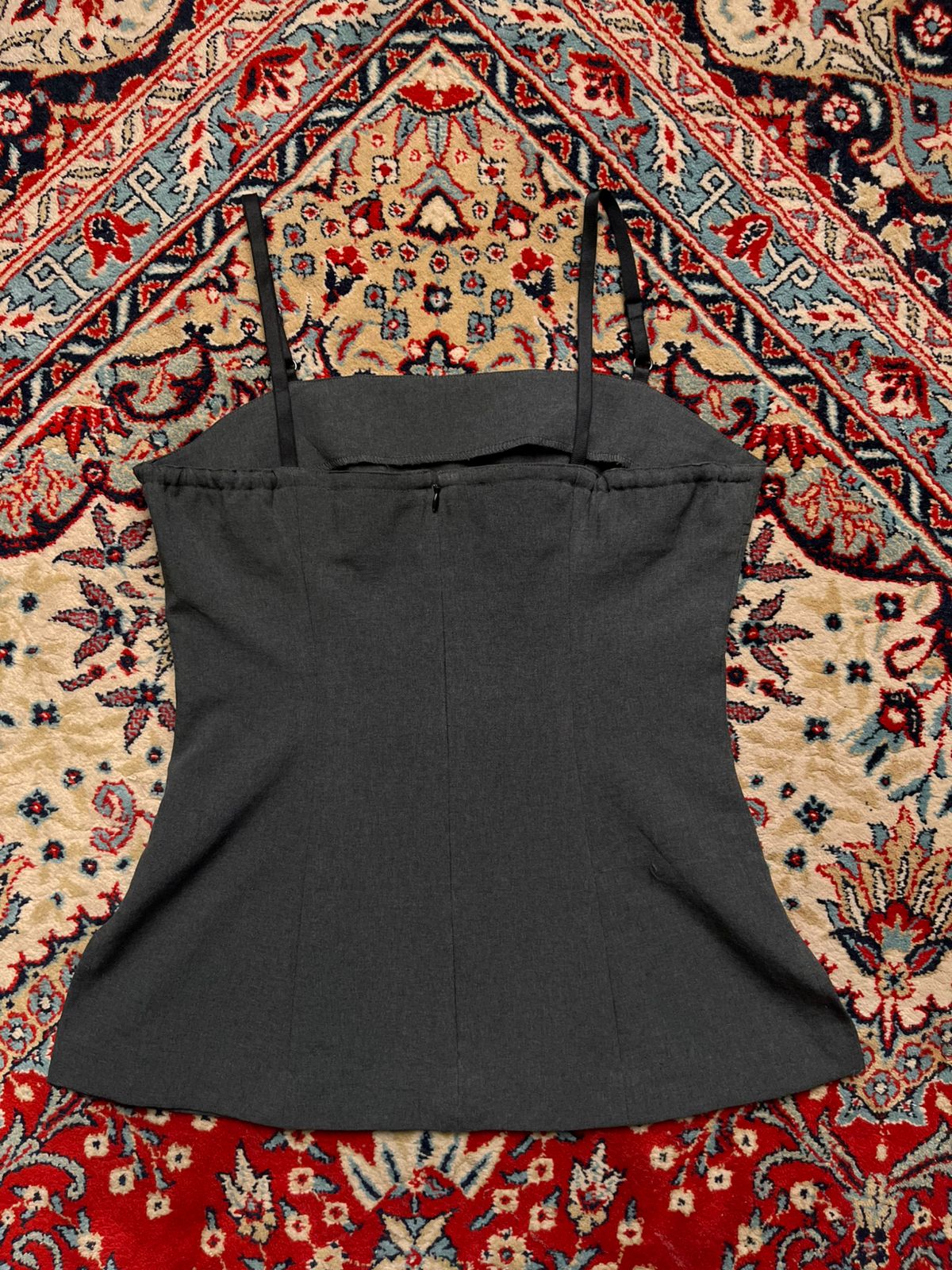 L.R Dark Gray Spaghetti Strap Corset Style Camisole Top - S
