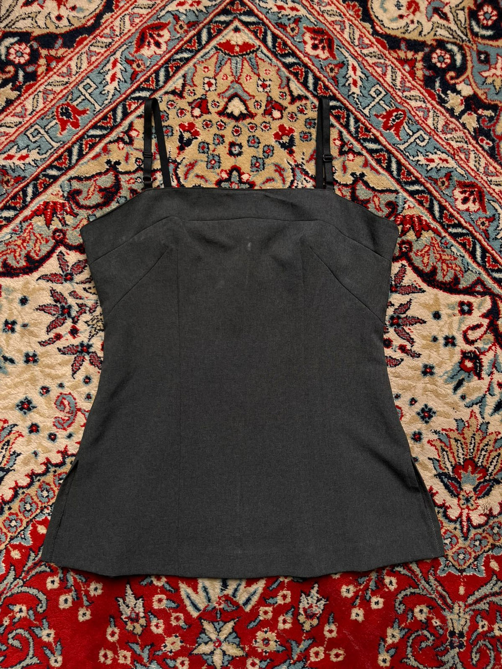 L.R Dark Gray Spaghetti Strap Corset Style Camisole Top - S
