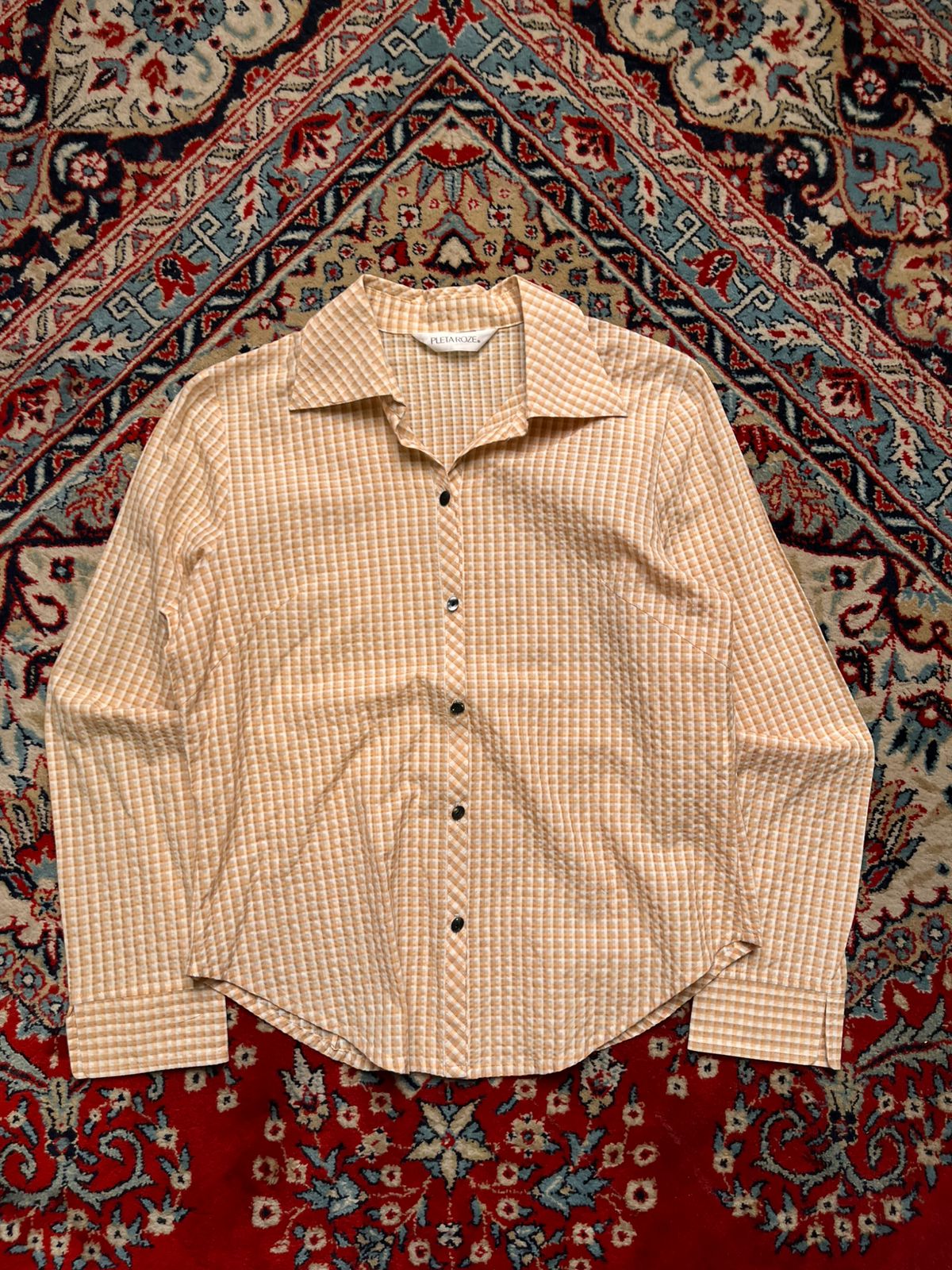 PLETA ROZE Gingham Plaid Button Up Shirt - L