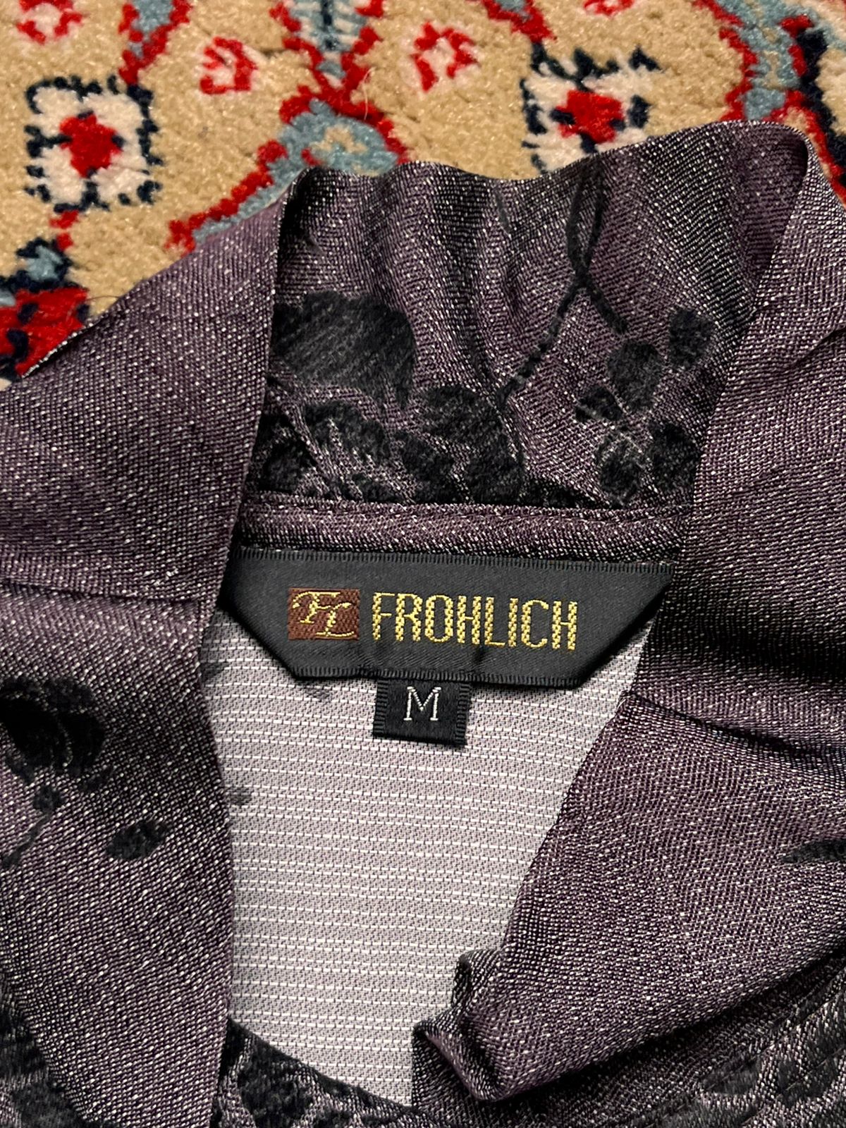 Vintage FROHLICH Velvet Flocked Floral Textured ShIRT - XL