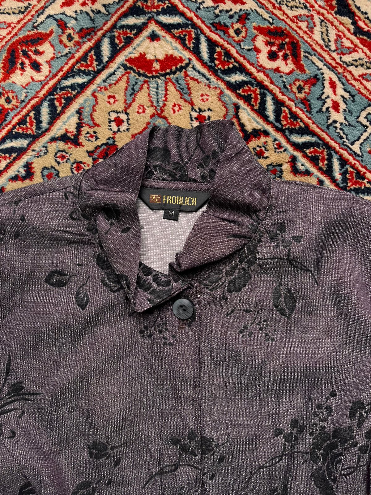 Vintage FROHLICH Velvet Flocked Floral Textured ShIRT - XL
