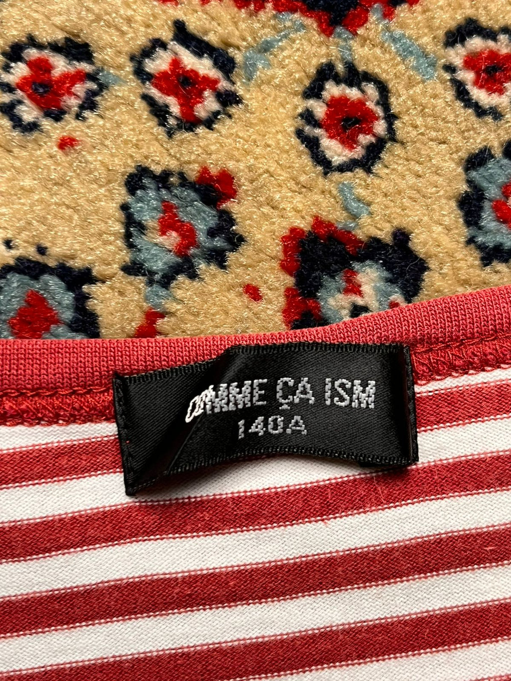 COMME CA ISM Red White Striped Cotton TEE - S