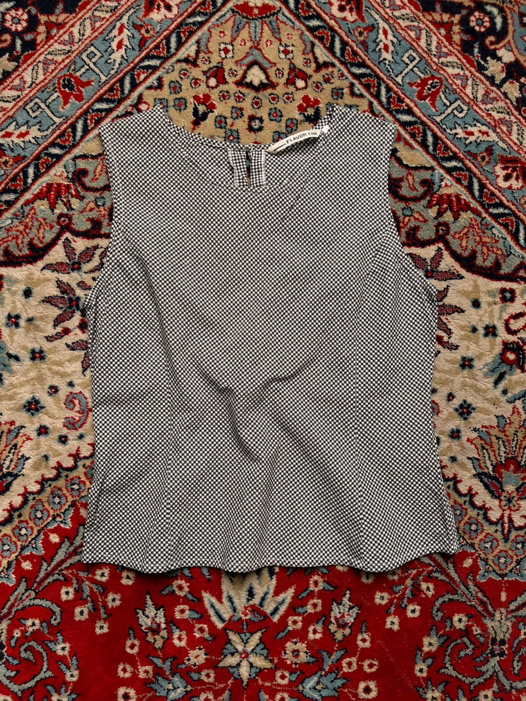 Flavor Chic Black White Gingham Check Sleeveless Top - M