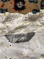 Trammps Japan Eyelet Embroidered Floral Ruffle Neck Cotton Blouse - L