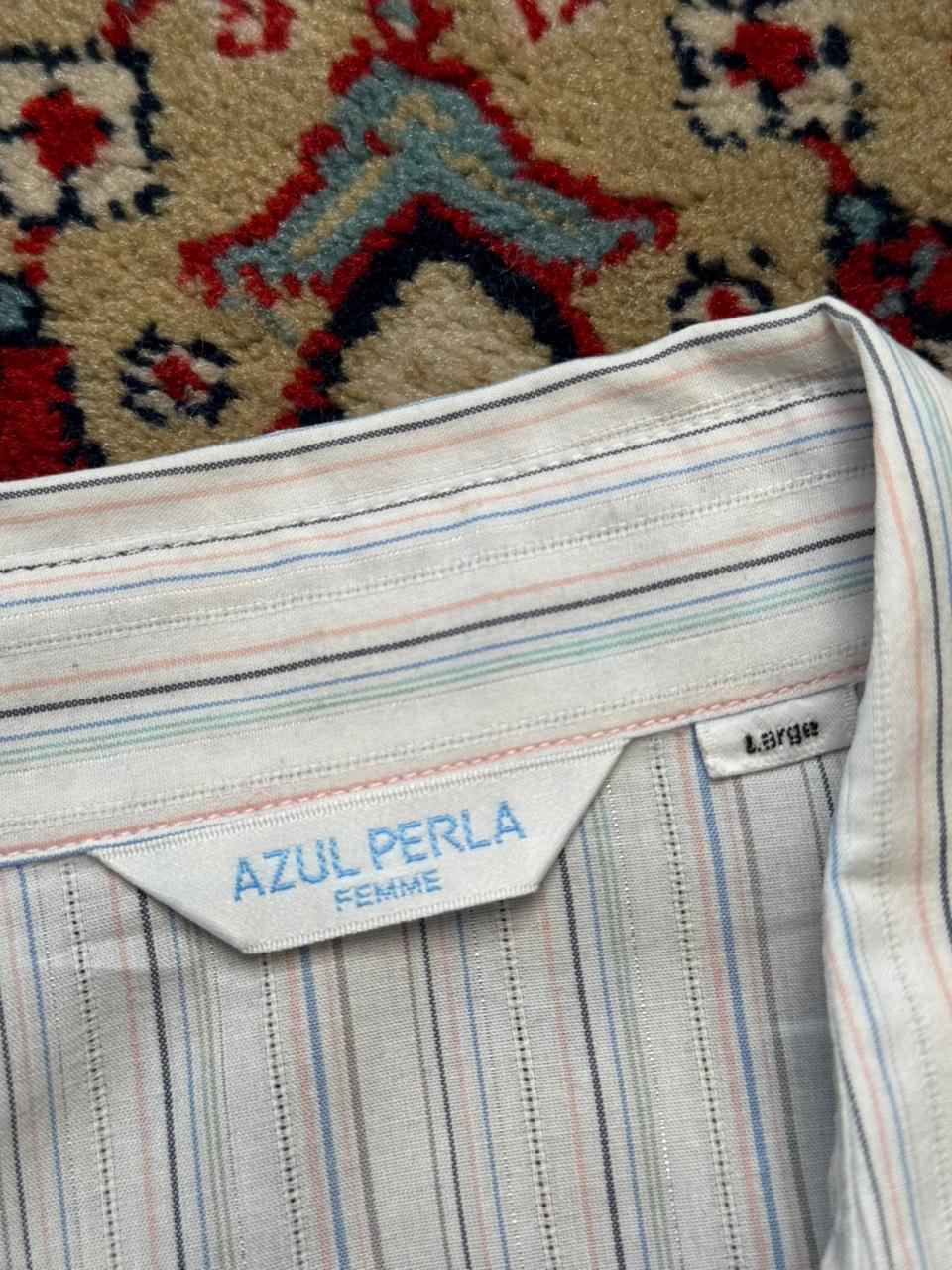Azul Perla Femme Sleeveless Striped Button Up Shirt - M