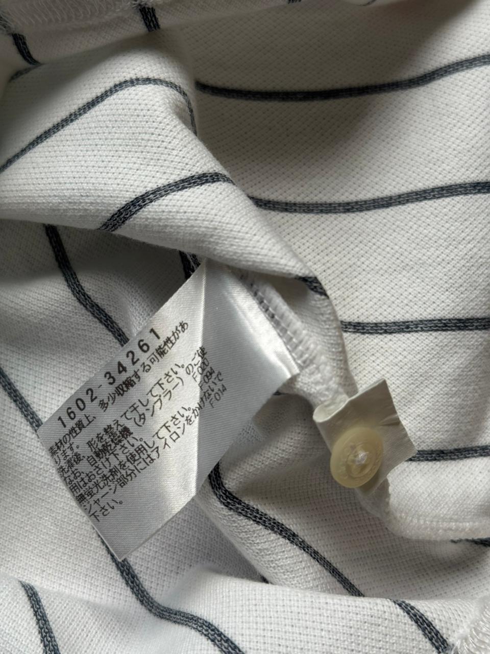 Crocodile Standard Casual White Vertical Striped polo tee - L