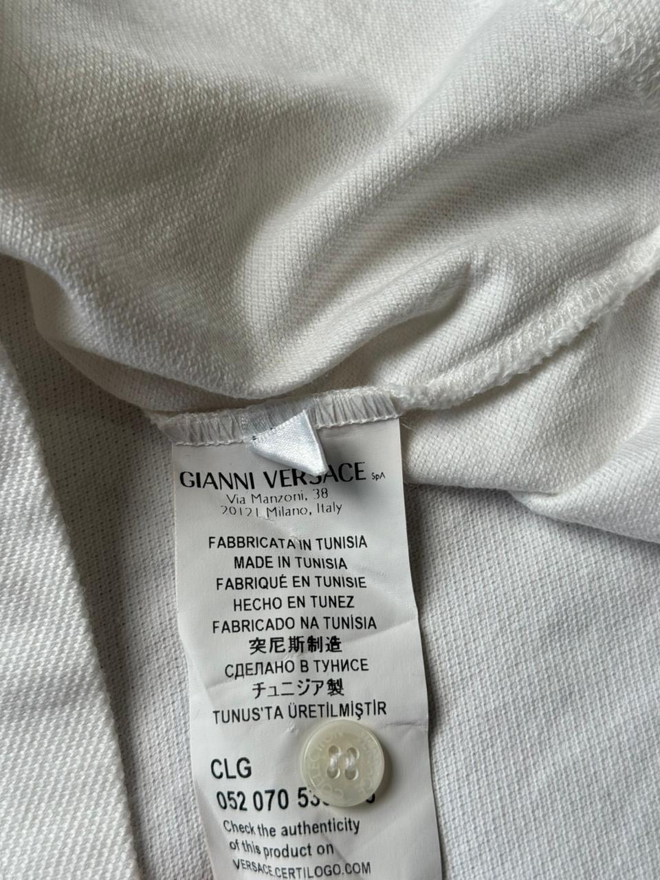 Versace Collection White Medusa Head Embroidery POLO tee - L