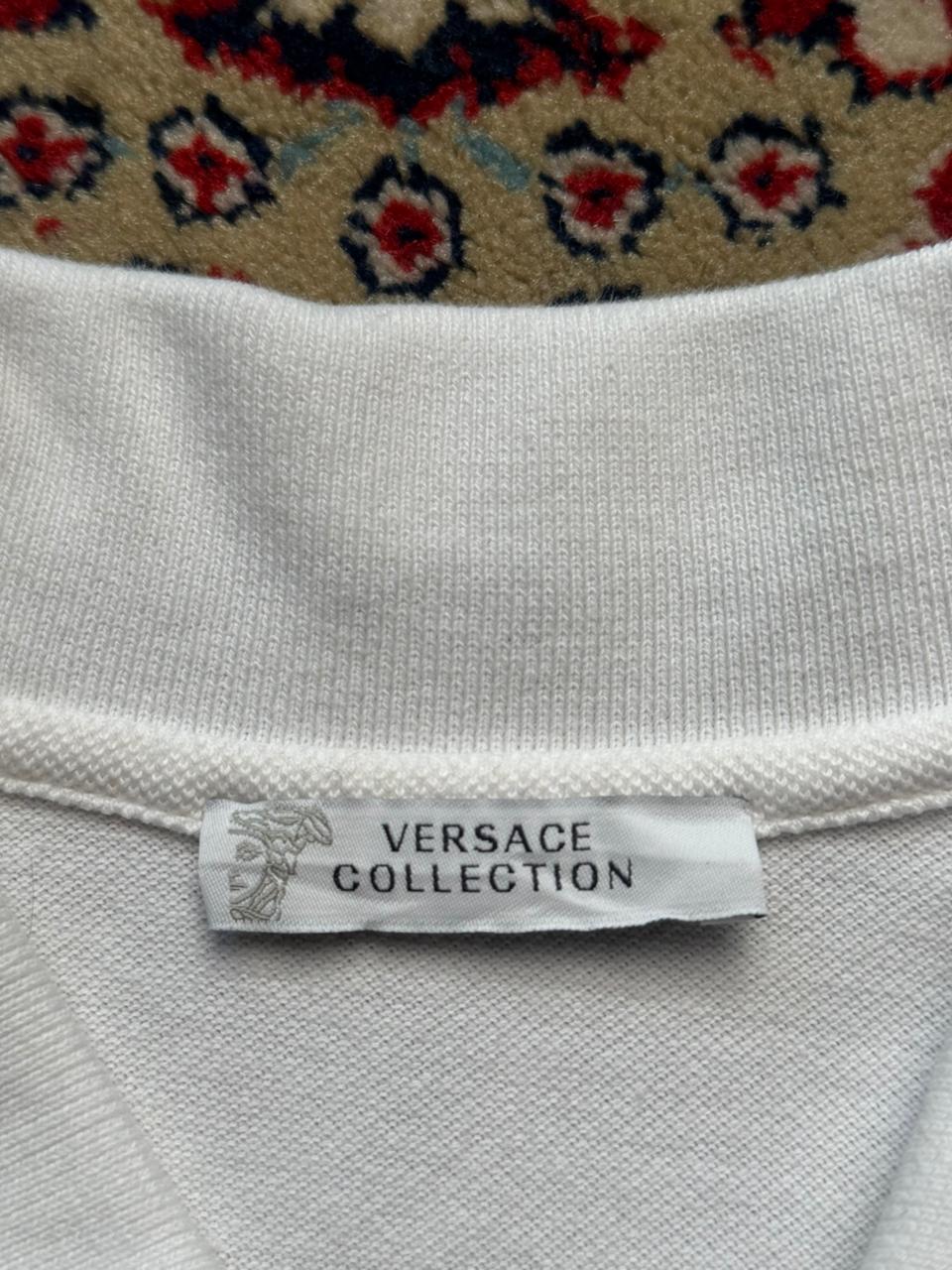 Versace Collection White Medusa Head Embroidery POLO tee - L