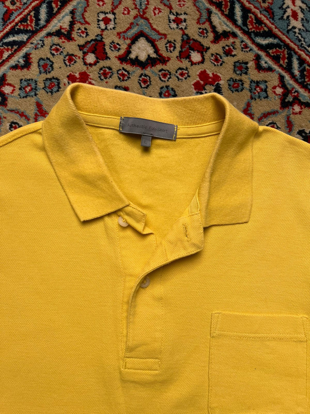 Authentic Polo Shirt Mustard Yellow Polo Tee - L