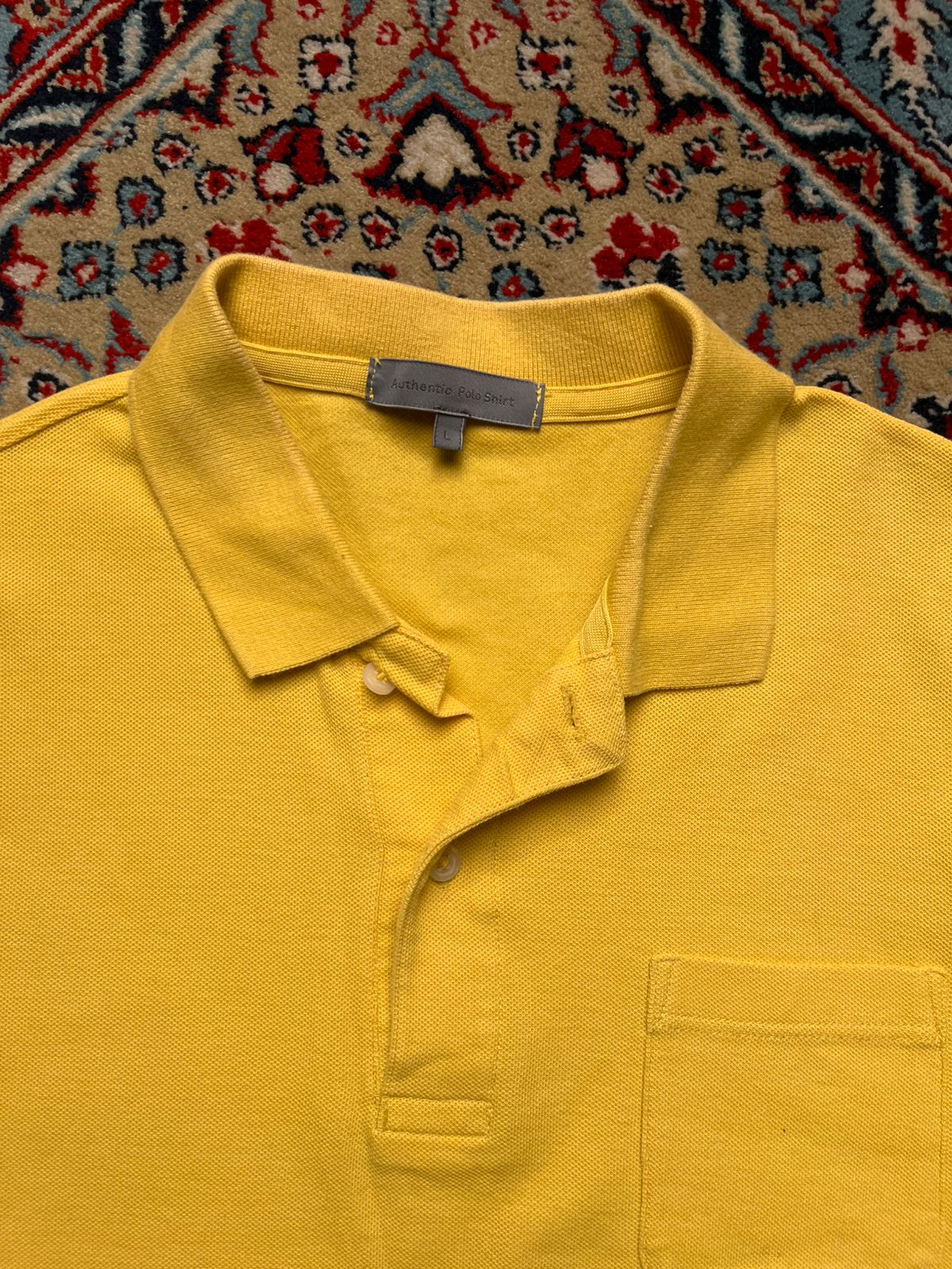 Authentic Polo Shirt Mustard Yellow Polo Tee - L