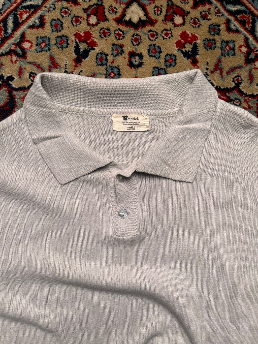 Vintage MODEL Korean Style Knit Polo Tee - L